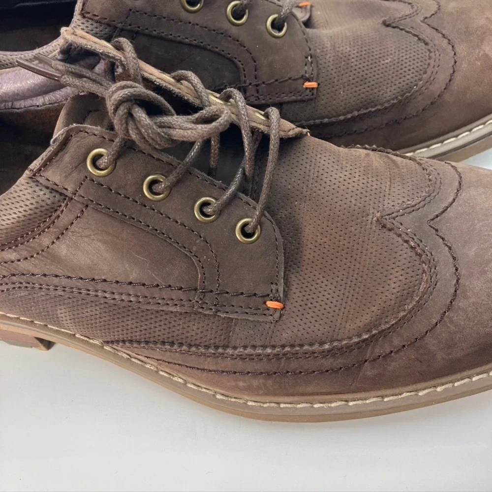 Arkbird Men's Brown Leather Wingtip Brogue Oxford Dress‎ Shoes Size US 9.5